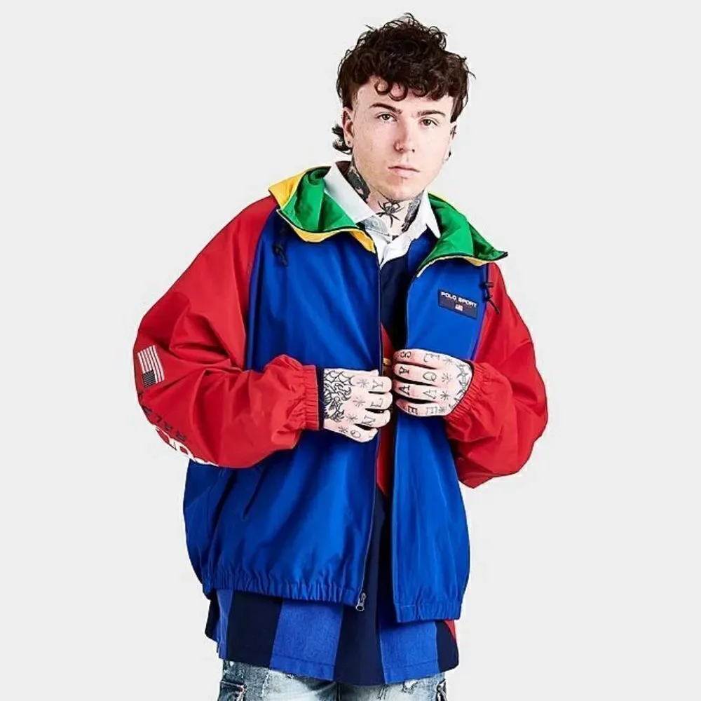 Polo Sport Ralph Lauren Color Block Windbreaker Jacket Men's Small S Blue Red US